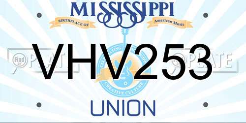 VHV253 Mississippi License Plate