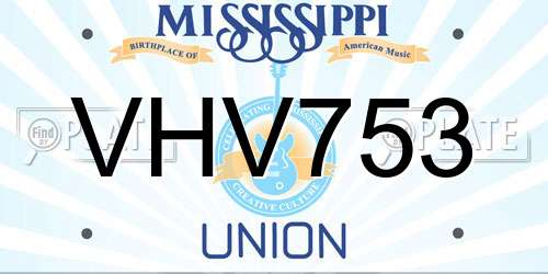 VHV753 Mississippi License Plate