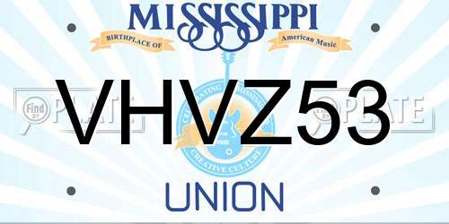 VHVZ53 Mississippi License Plate