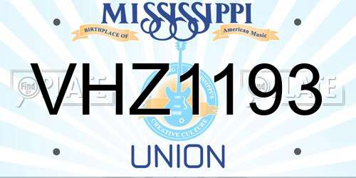 VHZ1193 Mississippi License Plate