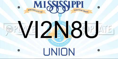 VI2N8U Mississippi License Plate