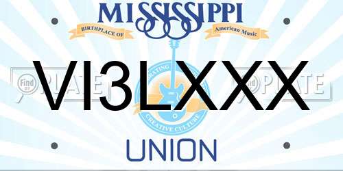 VI3LXXX Mississippi License Plate