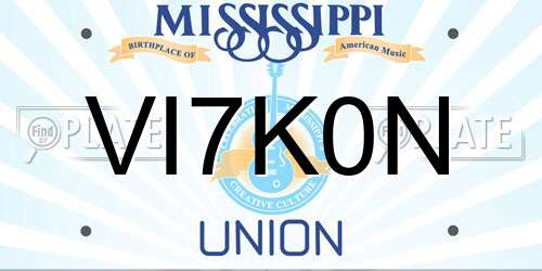 VI7K0N Mississippi License Plate