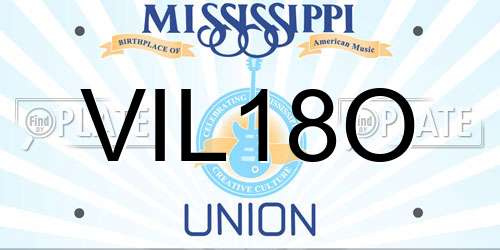 VIL18O Mississippi License Plate