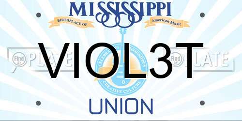 VIOL3T Mississippi License Plate
