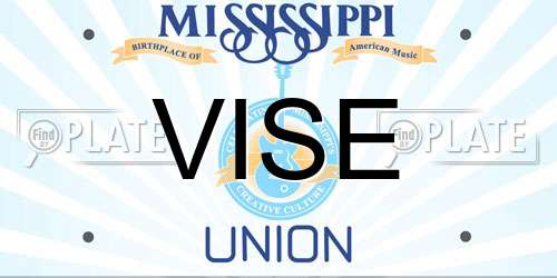 VISE Mississippi License Plate