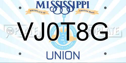 VJ0T8G Mississippi License Plate