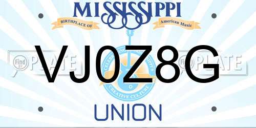VJ0Z8G Mississippi License Plate