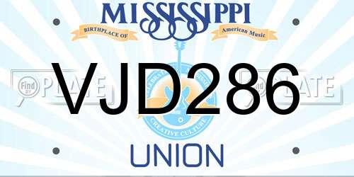 VJD286 Mississippi License Plate