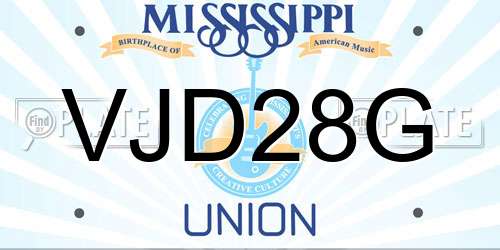 VJD28G Mississippi License Plate
