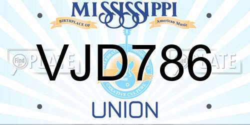 VJD786 Mississippi License Plate