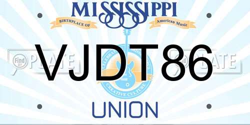 VJDT86 Mississippi License Plate