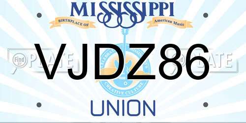 VJDZ86 Mississippi License Plate