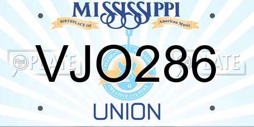 VJO286 Mississippi License Plate