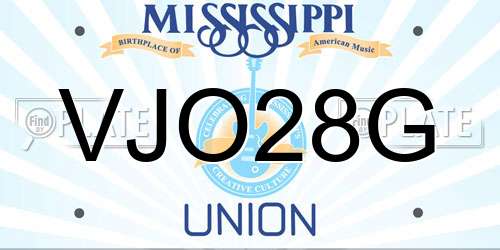 VJO28G Mississippi License Plate