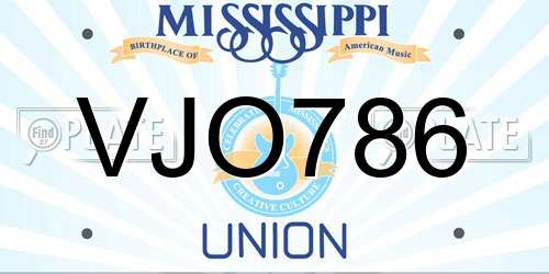 VJO786 Mississippi License Plate