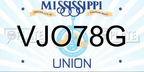 VJO78G Mississippi License Plate
