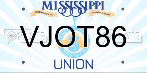 VJOT86 Mississippi License Plate