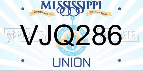VJQ286 Mississippi License Plate