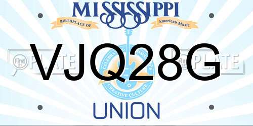 VJQ28G Mississippi License Plate