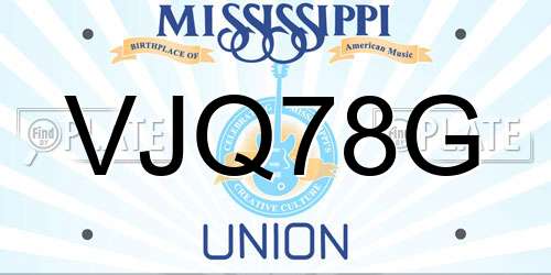 VJQ78G Mississippi License Plate