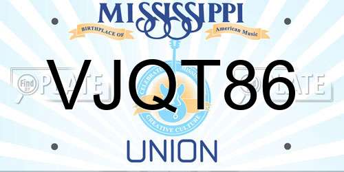 VJQT86 Mississippi License Plate