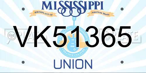 VK51365 Mississippi License Plate