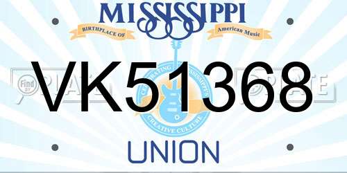 VK51368 Mississippi License Plate