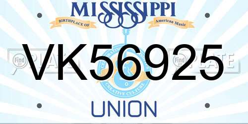 VK56925 Mississippi License Plate