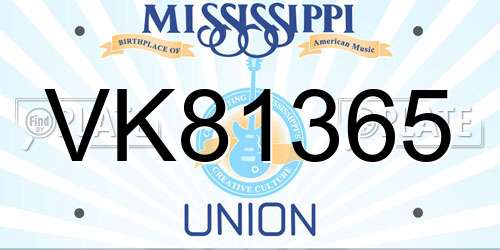 VK81365 Mississippi License Plate