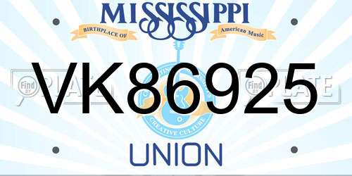 VK86925 Mississippi License Plate