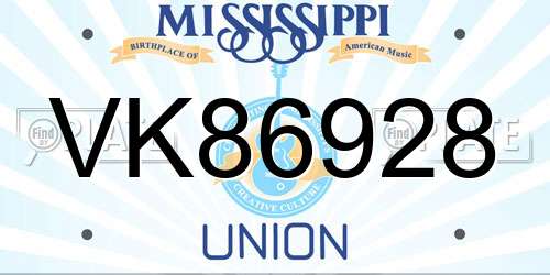 VK86928 Mississippi License Plate