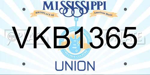 VKB1365 Mississippi License Plate