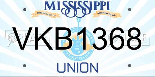 VKB1368 Mississippi License Plate