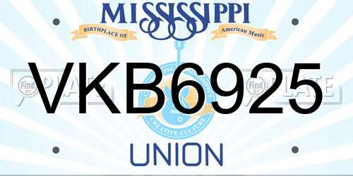VKB6925 Mississippi License Plate