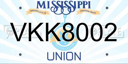 VKK8002 Mississippi License Plate