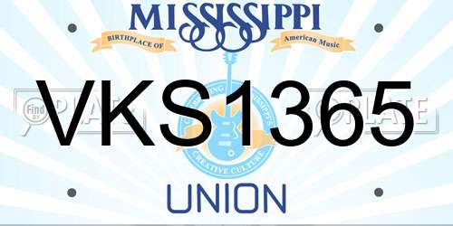 VKS1365 Mississippi License Plate