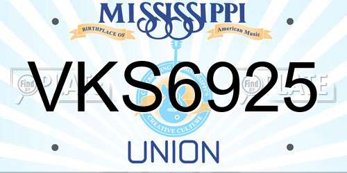 VKS6925 Mississippi License Plate