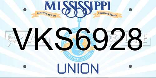 VKS6928 Mississippi License Plate