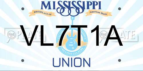 VL7T1A Mississippi License Plate