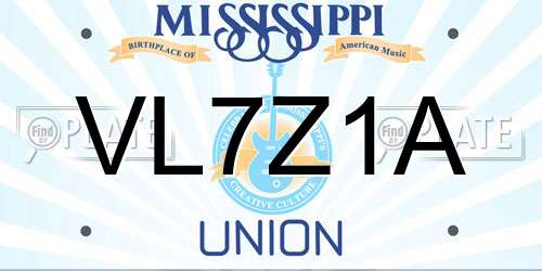 VL7Z1A Mississippi License Plate