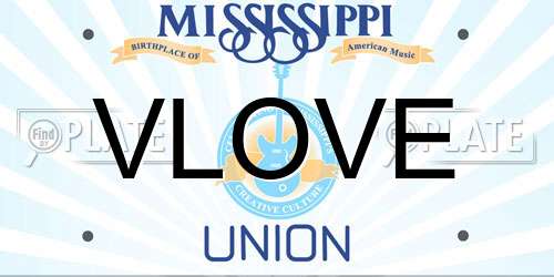 VLOVE Mississippi License Plate