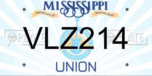 VLZ214 Mississippi License Plate