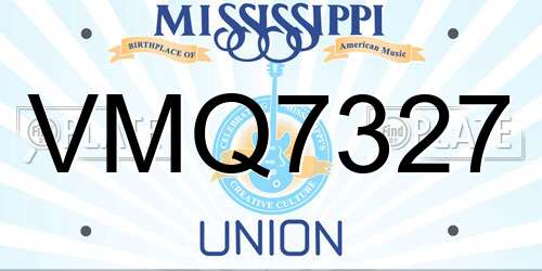 VMQ7327 Mississippi License Plate