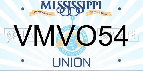 VMVO54 Mississippi License Plate