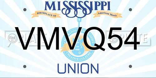 VMVQ54 Mississippi License Plate