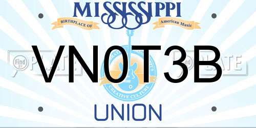 VN0T3B Mississippi License Plate