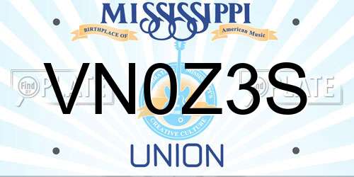 VN0Z3S Mississippi License Plate