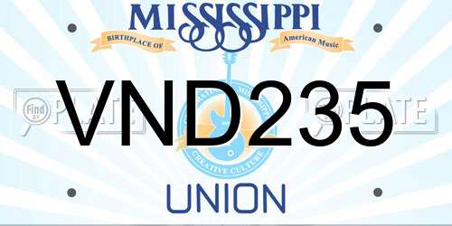 VND235 Mississippi License Plate