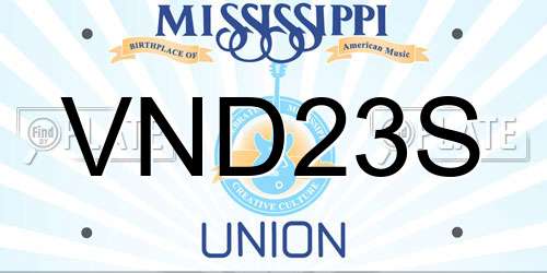VND23S Mississippi License Plate